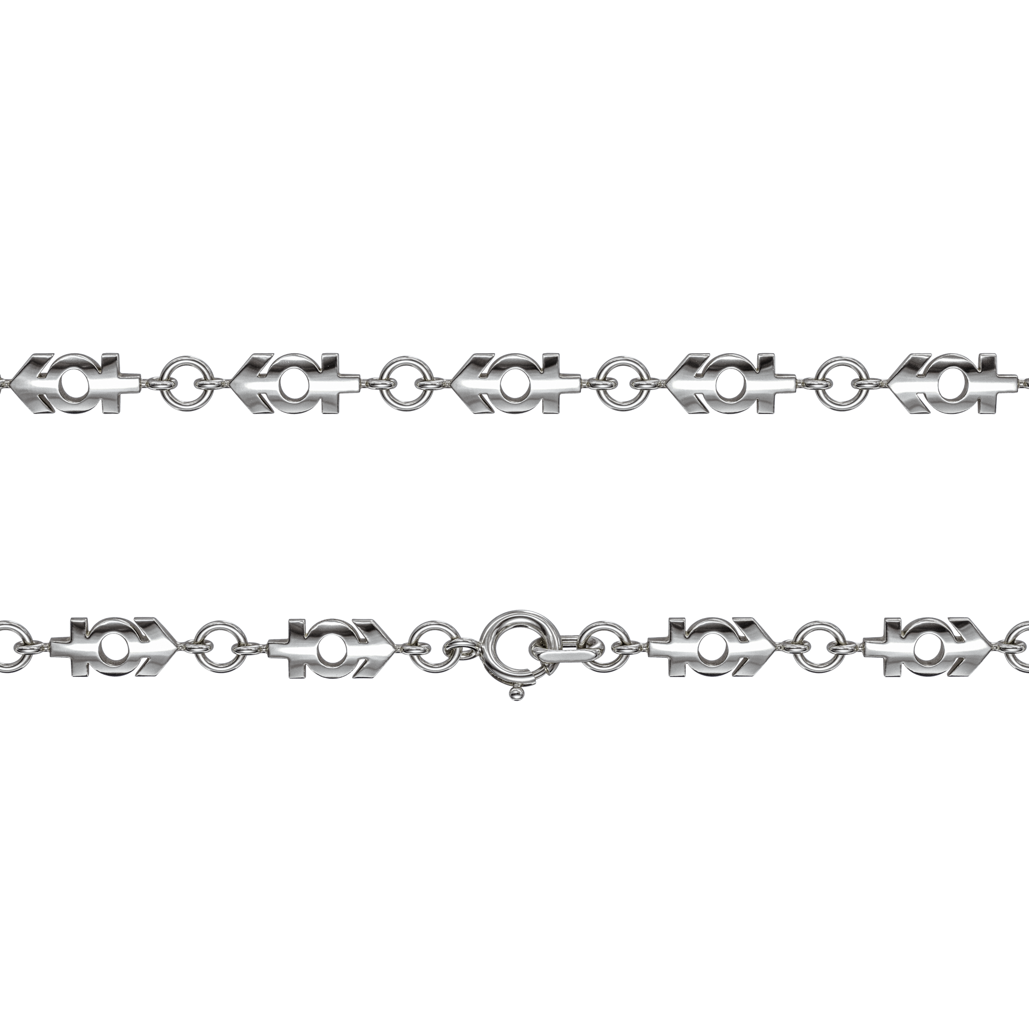 A detail of ⚥ Necklace S in Silver